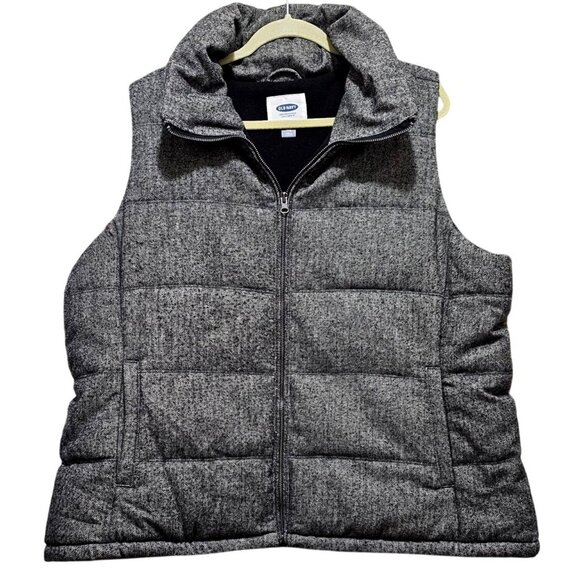 Old Navy Jackets & Blazers - Old Navy Gray Herringbone Quilted Puffer Vest XXL With Zip Closure & Pockets